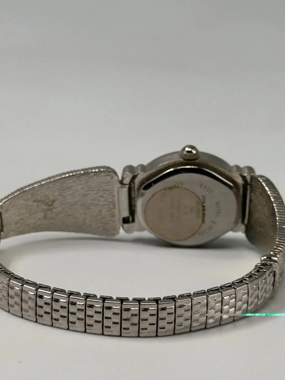Boca Classics Watch Women Silver Tone Abalone Stretch Band New Battery 6.25